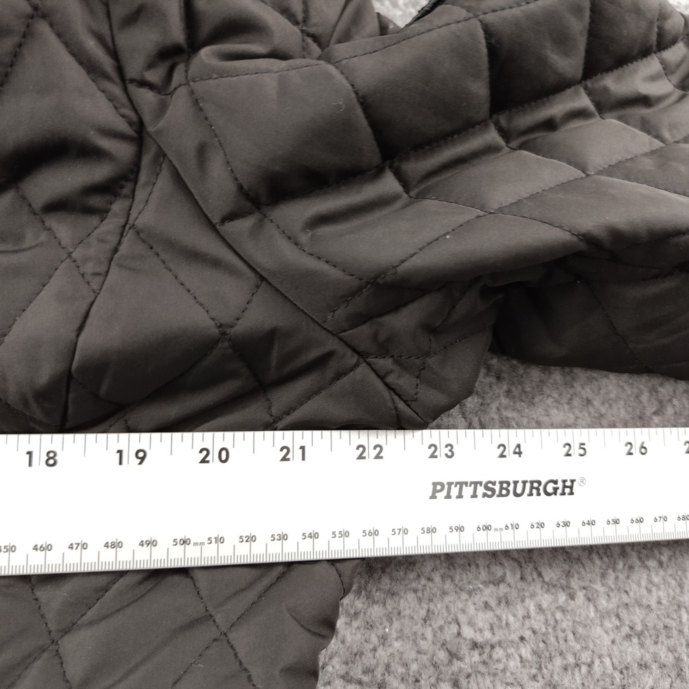 Lauren Ralph Lauren Black Quilted Hooded Barn Jacket Faux Leather Trim Womens L - Picture 3 of 7